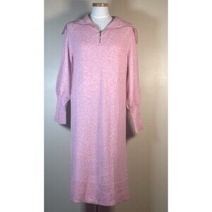 J Crew Dress Small Pink Knit Supersoft Yarn Half Zip Sweater Dress Midi NWT